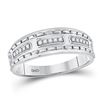 Image 3 : His Hers Diamond Cluster Matching Wedding Set 5/8 Cttw 14kt White Gold