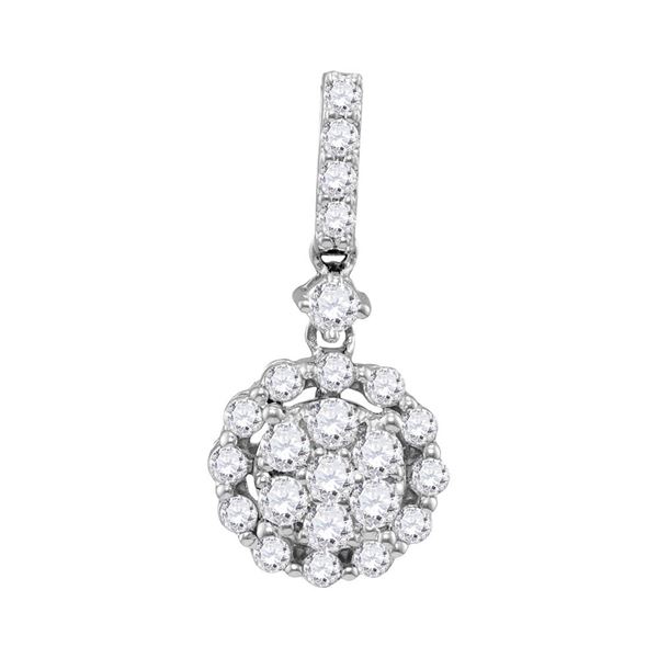 Diamond Flower Cluster Pendant 5/8 Cttw 14kt White Gold