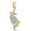Image 2 : Mens Diamond Praying Hands Cross Charm Pendant 7/8 Cttw 10kt Yellow Gold