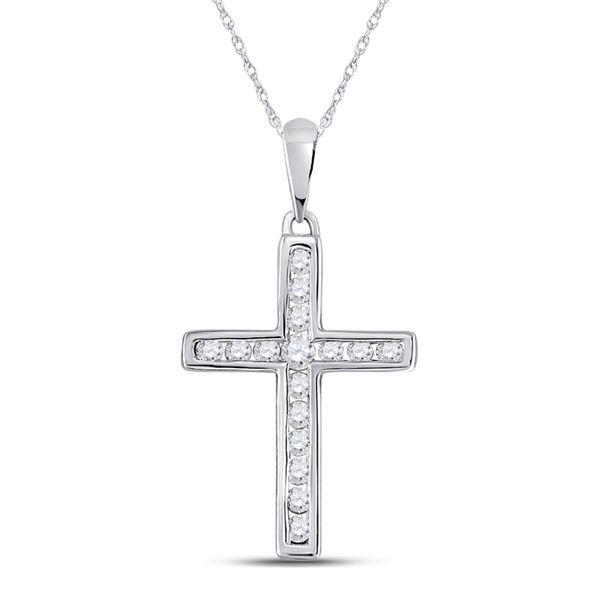 Diamond Cross Pendant 1/4 Cttw 10kt White Gold