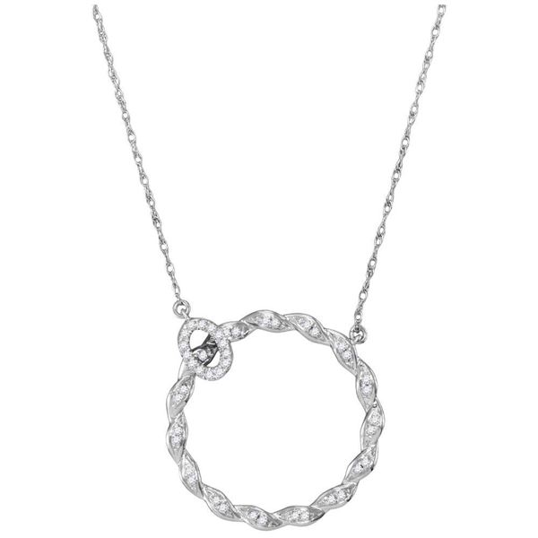 Diamond Circle Pendant Necklace 1/10 Cttw 10kt White Gold