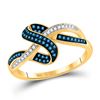 Image 1 : Blue Color Enhanced Diamond Band Ring 1/4 Cttw 10kt Yellow Gold
