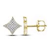 Image 1 : Diamond Square Kite Cluster Stud Earrings 1/6 Cttw 10kt Yellow Gold
