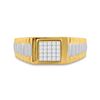 Image 2 : Mens Princess Diamond Ribbed Cluster Ring 1/4 Cttw 14kt Two-tone Gold