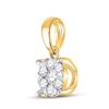 Image 2 : Diamond Flower Cluster Pendant 1/4 Cttw 14kt Yellow Gold