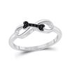Image 1 : Black Color Enhanced Diamond Dog Bone Infinity Ring 1/20 Cttw Sterling Silver