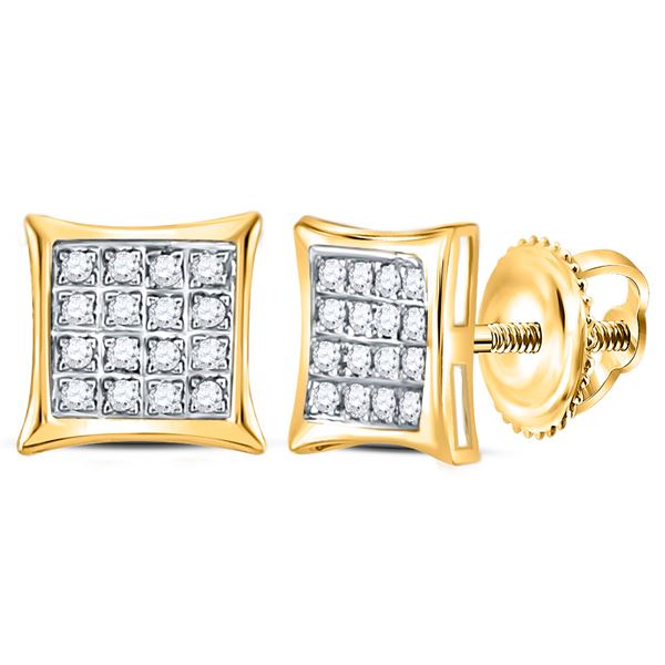 Diamond Square Kite Earrings 1/10 Cttw Yellow-tone Sterling Silver