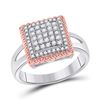 Image 1 : Diamond Rope Square Cluster Ring 1/3 Cttw 10kt Two-tone Gold