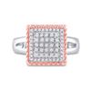 Image 2 : Diamond Rope Square Cluster Ring 1/3 Cttw 10kt Two-tone Gold