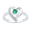 Image 1 : Lab-Created Emerald Solitaire Heart Ring 1/4 Cttw Sterling Silver