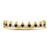 Image 2 : Blue Sapphire Chevron Stackable Band Ring 1/10 Cttw 10kt Yellow Gold
