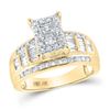 Image 1 : Diamond Rectangle Cluster Bridal Wedding Engagement Ring 7/8 Cttw 10kt Yellow Gold