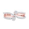 Image 2 : Diamond Double Flower Cluster Ring 1/3 Cttw 10kt Rose Gold