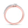 Image 3 : Diamond Double Flower Cluster Ring 1/3 Cttw 10kt Rose Gold