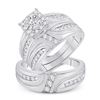 Image 1 : His Hers Diamond Cluster Matching Wedding Set 1 Cttw 14kt White Gold