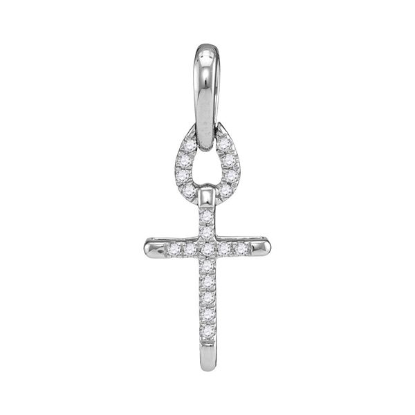 Diamond Small Roman Cross Religious Pendant 1/10 Cttw 10kt White Gold