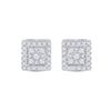 Image 2 : Diamond Square Cluster Stud Earrings 1/2 Cttw 10kt White Gold