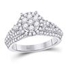 Image 1 : Diamond Flower Cluster Ring 1-1/4 Cttw 10kt White Gold