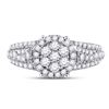 Image 2 : Diamond Flower Cluster Ring 1-1/4 Cttw 10kt White Gold
