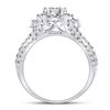Image 4 : Diamond Flower Cluster Ring 1-1/4 Cttw 10kt White Gold