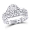 Image 1 : Princess Diamond Bridal Wedding Ring Band Set 1/2 Cttw 14kt White Gold