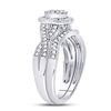 Image 3 : Princess Diamond Bridal Wedding Ring Band Set 1/2 Cttw 14kt White Gold