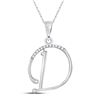 Image 1 : Diamond D Initial Letter Pendant 1/12 Cttw 10kt White Gold