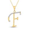 Image 1 : Diamond F Initial Letter Pendant 1/12 Cttw 10kt Yellow Gold