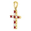 Image 2 : Lab-Created Ruby Cross Pendant 3/8 Cttw 10kt Yellow Gold