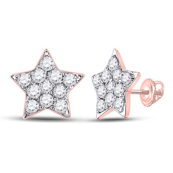 Diamond Star Earrings 1/6 Cttw 14kt Rose Gold
