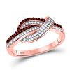 Image 1 : Red Color Enhanced Diamond Knot Fashion Ring 1/4 Cttw 10kt Rose Gold