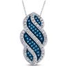 Image 1 : Blue Color Enhanced Diamond Striped Vertical Pendant 1/10 Cttw 10kt White Gold