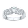Image 1 : Lab-Created Sapphire Solitaire Ring 3/4 Cttw 10kt White Gold