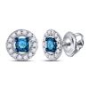 Image 1 : Blue Color Enhanced Diamond Stud Earrings 1/3 Cttw 10kt White Gold