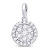 Image 1 : Diamond Halo Flower Cluster Pendant 1/2 Cttw 14kt White Gold