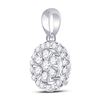 Image 2 : Diamond Halo Flower Cluster Pendant 1/2 Cttw 14kt White Gold