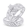 Image 1 : Sterling Silver His Hers Diamond Cross Matching Wedding Set 1/5 Cttw Sterling Silver
