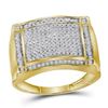 Image 1 : Mens Diamond Rectangle Cluster Ring 1/2 Cttw 10kt Yellow Gold