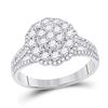 Image 1 : Diamond Halo Flower Cluster Ring 7/8 Cttw 14kt White Gold