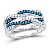 Image 1 : Blue Color Enhanced Diamond Band Ring 1/2 Cttw 10kt White Gold