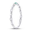 Image 3 : Emerald Solitaire Milgrain Stackable Band Ring .01 Cttw 10kt White Gold