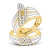 Image 1 : His Hers Diamond Cluster Matching Wedding Set 3/4 Cttw 14kt Two-tone Gold