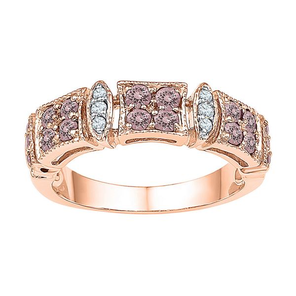 Morganite Diamond Band Ring 5/8 Cttw 10kt Rose Gold