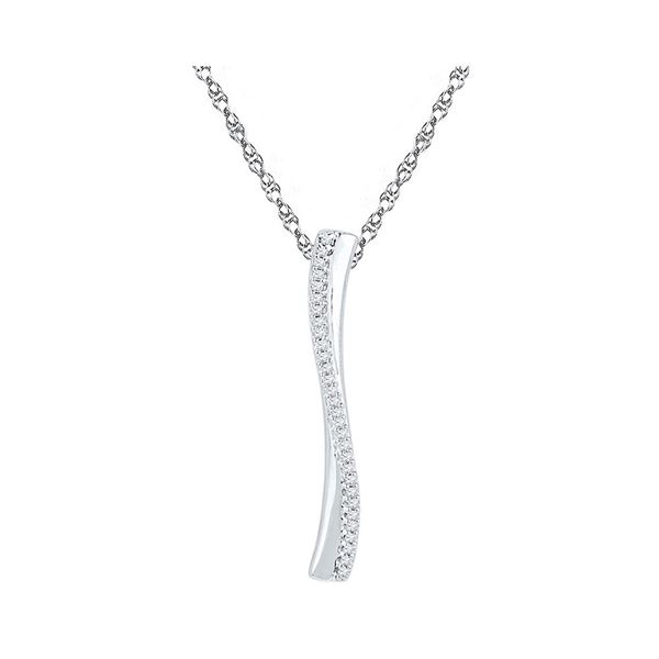 Diamond Vertical Bar Fashion Pendant 1/10 Cttw 10kt White Gold