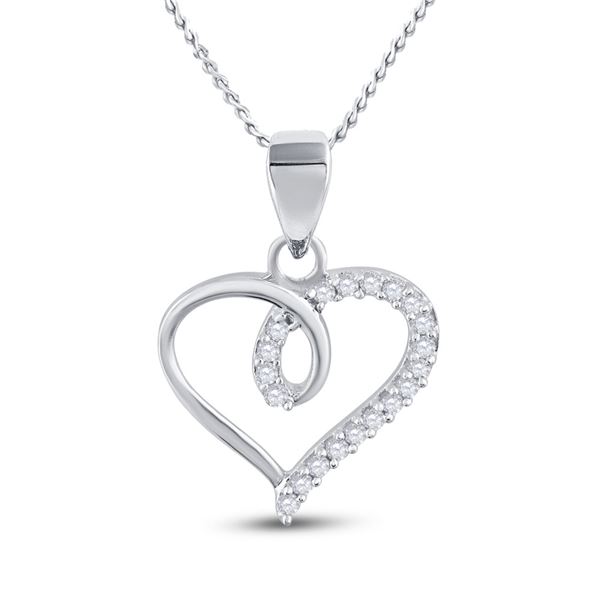 Diamond Heart Pendant 1/10 Cttw 10kt White Gold