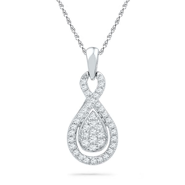 Diamond Teardrop Cluster Pendant 1/3 Cttw 10kt White Gold