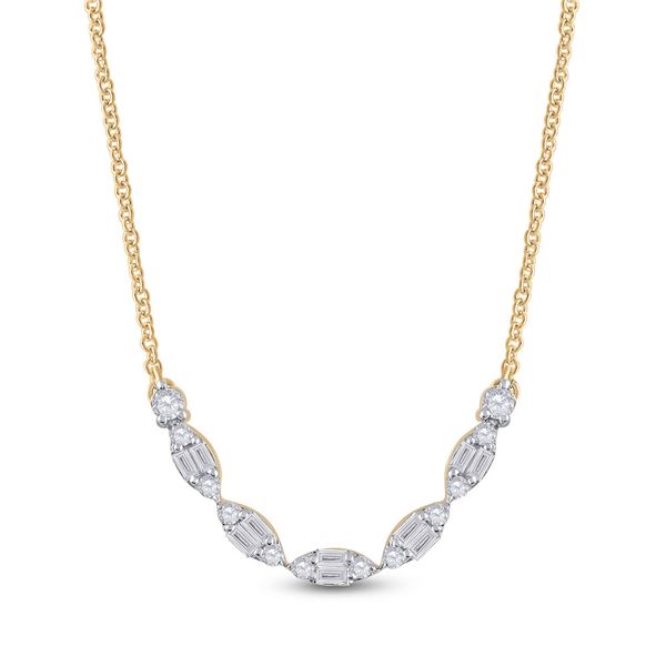 Baguette Diamond Fashion Necklace 1/2 Cttw 14kt Yellow Gold