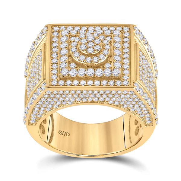 Mens Diamond Square Cluster Ring 3 Cttw 14kt Yellow Gold