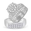 Image 1 : His Hers Diamond Cluster Matching Wedding Set 1-7/8 Cttw 14kt White Gold