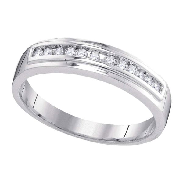 Diamond Single Row Wedding Band 1/8 Cttw 10kt White Gold